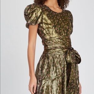 LoveShackFancy Mercy Floral-print Lamé-weave Dress